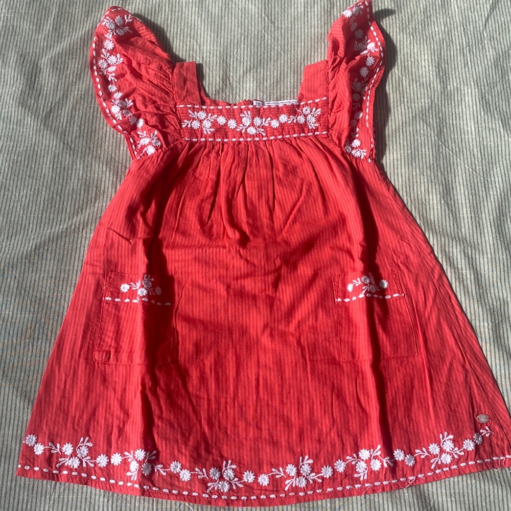 Dress, red with whit flowers, tartine et chocolat, 3y
